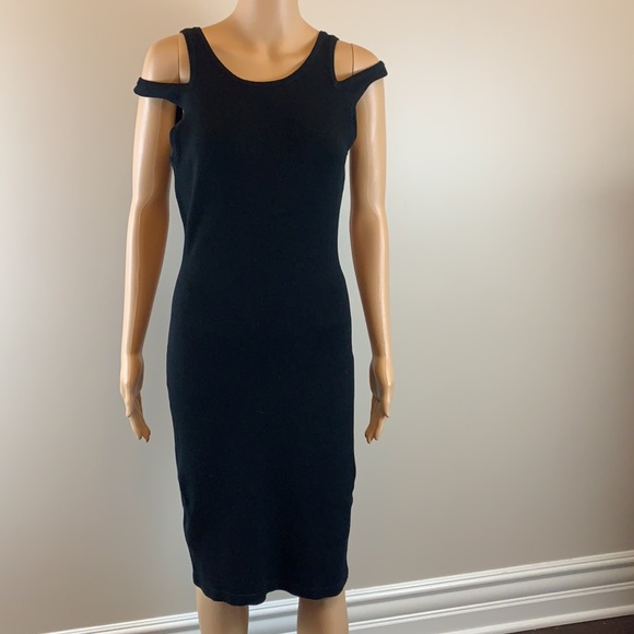 Jonathan Simkhai Black Midi Dress with Shoulder Cutouts - Picture 4 of 7